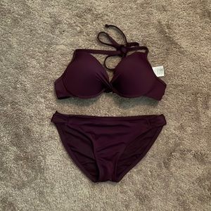 Plum push up bikini with built in padding